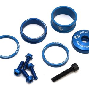 Wolf Tooth Components Headset Spacer BlingKit (Blue) (3, 5, 10, 15mm) (w/ Bottle Cage Bolts)