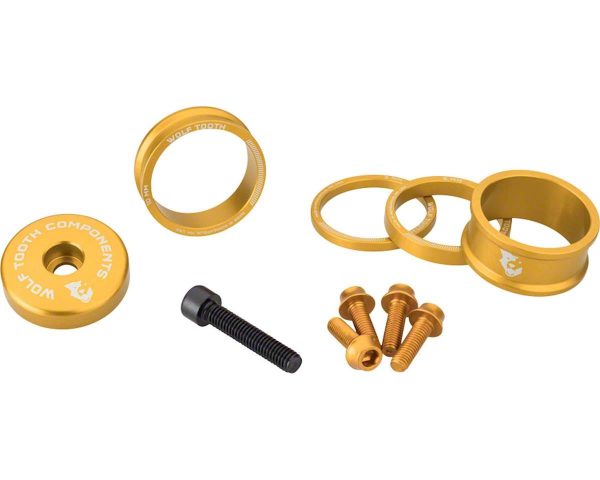 Wolf Tooth Components Headset Spacer BlingKit (Gold) (3, 5, 10, 15mm) (w/ Bottle Cage Bolts)