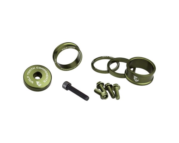 Wolf Tooth Components Headset Spacer BlingKit (Olive) (3, 5, 10, 15mm) (w/ Bottle Cage Bolts)