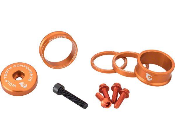 Wolf Tooth Components Headset Spacer BlingKit (Orange) (3, 5, 10, 15mm) (w/ Bottle Cage Bolts)