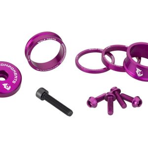 Wolf Tooth Components Headset Spacer BlingKit (Purple) (3, 5, 10, 15mm) (w/ Bottle Cage Bolts)