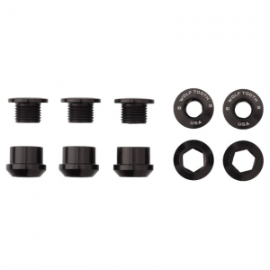 Wolf Tooth Components | Set Of 5 Chainring Bolts+Nuts | Black | 6Mm