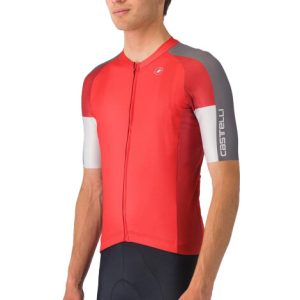 Castelli Entrata 6 Short Sleeve Jersey - SS25 - Red / Smoky Grey / Silver Grey / Small