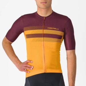 Castelli Simbolo Short Sleeve Jersey - SS25 - Vivid Orange / Deep Bordeaux / Small