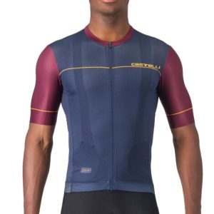 Castelli Unlimited Endurance 2 Short Sleeve Jersey - Belgian Blue / Deep Bordeaux / Vivid Orange / Small