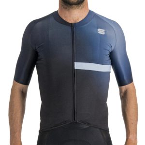 Sportful Bomber Short Sleeve Cycling Jersey - Black / Galaxy Blue / Medium