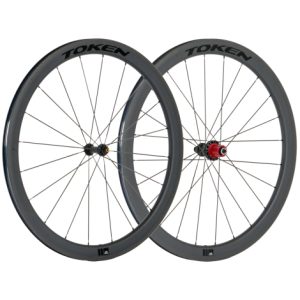 Token C45 Resolute TBT Carbon Wheelset - 700c - Black / Shimano / Pair / 10-11 Speed / Clincher / 700c