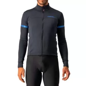 Castelli Fondo 2 FZ Long Sleeve Cycling Jersey - AW21 - Light Black / Reflex Blue / Medium