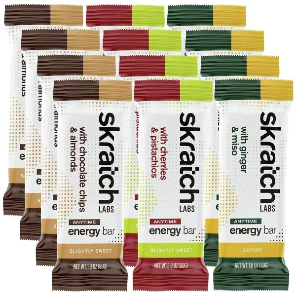 Skratch Labs Anytime Energy Bar Variety Pack Almond Chocolate Chip/Cherry Pistachio, 12 pack